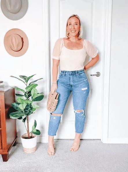 13 – Pair Ripped Jeans With Plain White Top