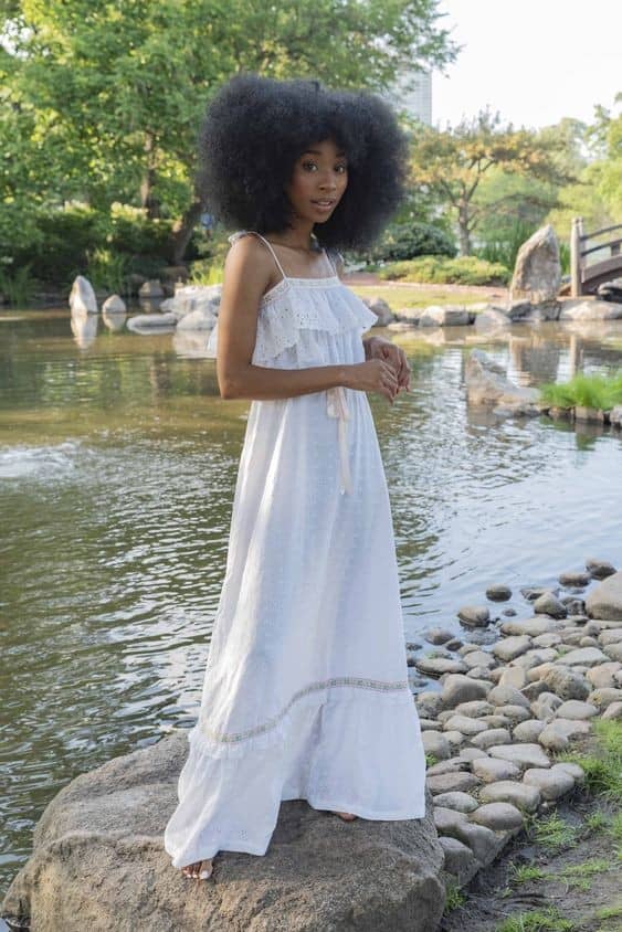 15 – Keep It Simple with a Delicate White Maxi Dress