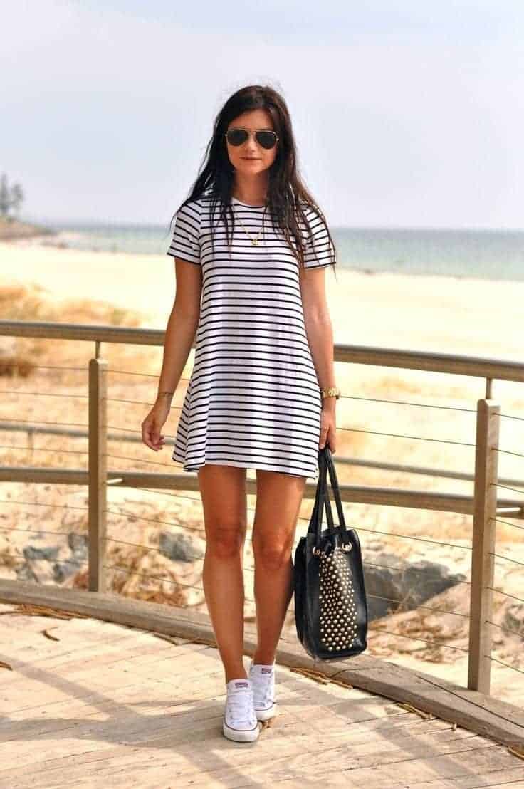 #32. T- Shirt Dress for a Sporty Look