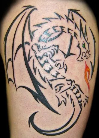 12 – Tribal Fire Dragon Tattoo