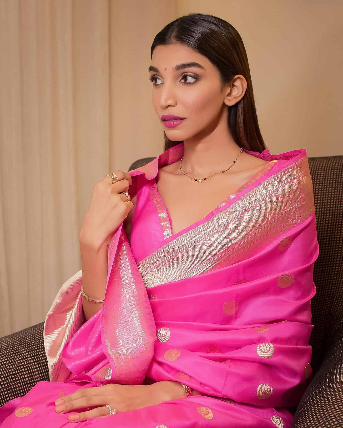 7 – Pink Silk Saree